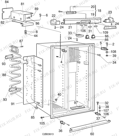 Взрыв-схема холодильника Electrolux NDR1292 - Схема узла C20 Cabinet  B